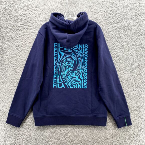 Fila Men's Sweatshirt Hoodie Blue Medium Pullover Tenniscore SAMPLE Sweater NEW - Picture 11 of 16
